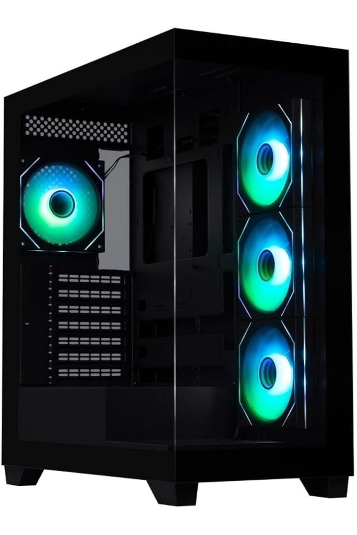 Genel Markalar CUBE Premium 600W 80+ Tempered Glass FRGB USB 3.0 Mesh ATX Mid Tower Siyah Kasa