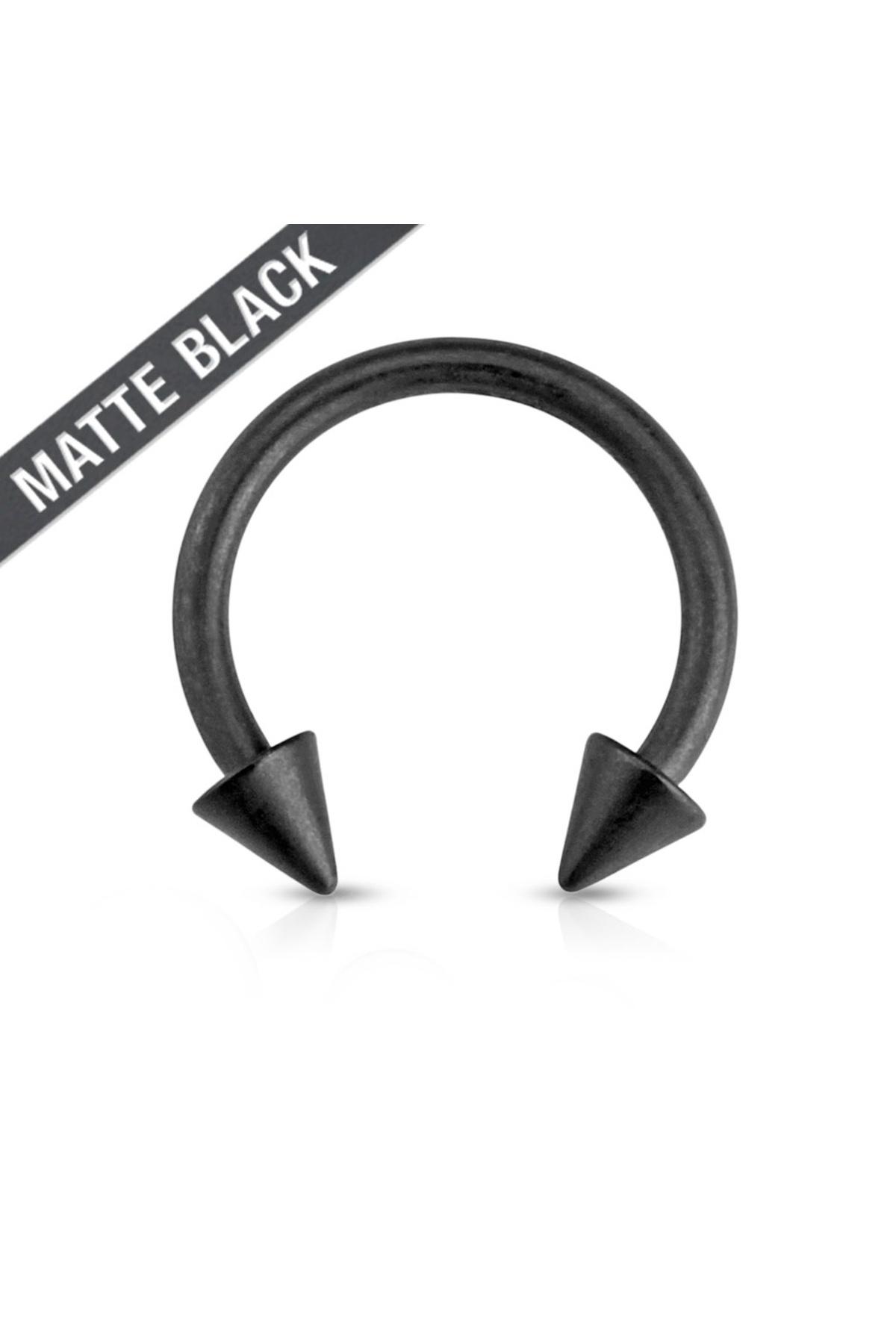 Deha Design Mat Siyah Sivri Cerrahi Çelik Dairesel Barbell Septum Halkası At Nalı Piercing