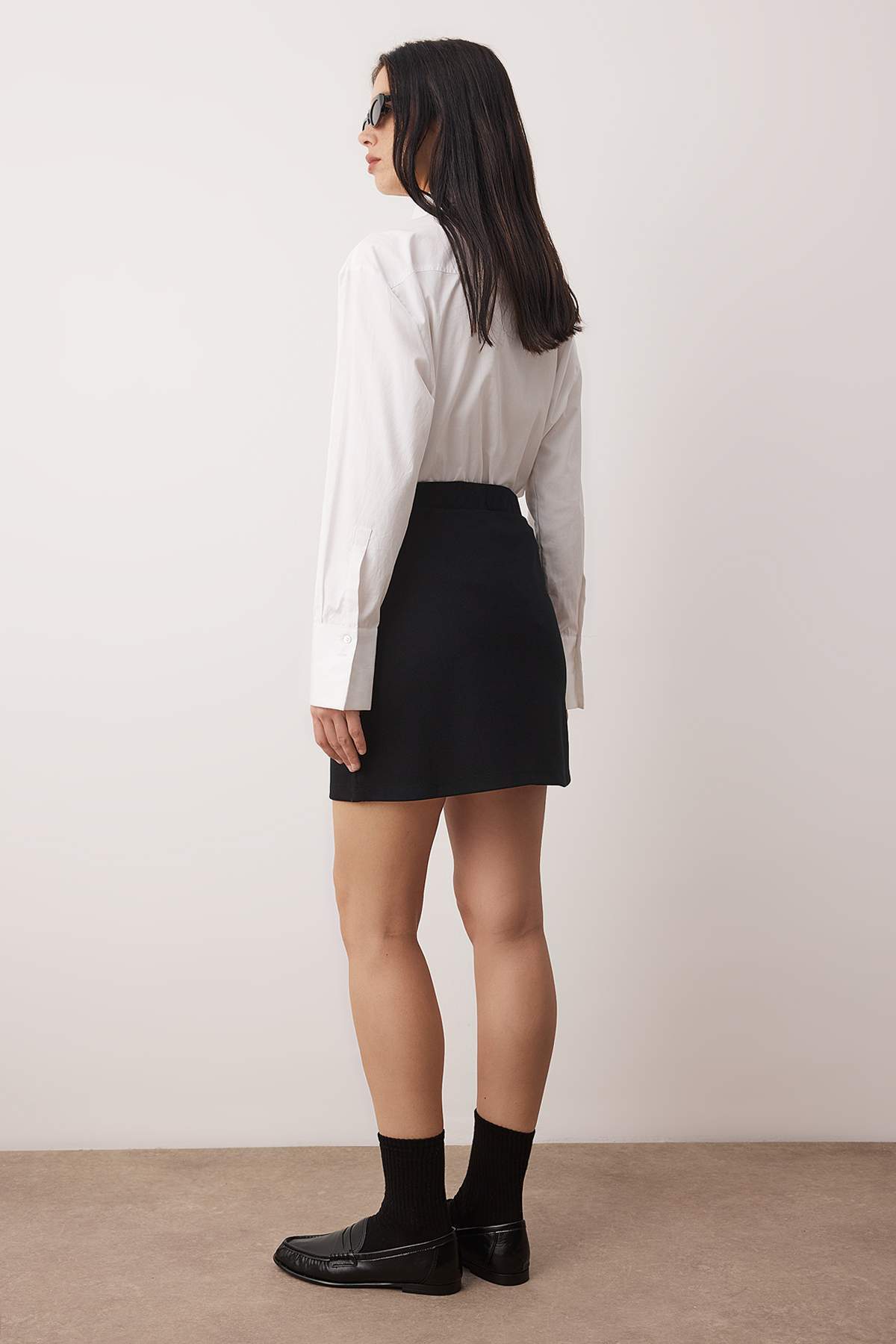 Trendyolmilla  Siyah Ottoman Esnek Mini Örme Kalem Etek TWOAW26ET00106 - Görsel 4