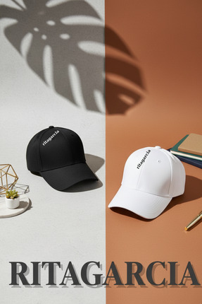 Ritagarcia Unisex Ayarlanabilir Spor Siyah-beyaz Basic Kep Şapka 2'li Set