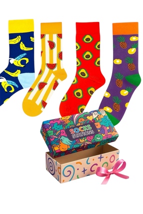 Socks Stations Meyve Desenli Renkli Çorap Kutusu