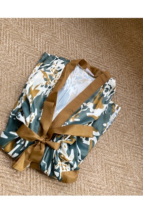 The Nowy Desenli Saten Kimono Sabahlık - 85 cm ✨