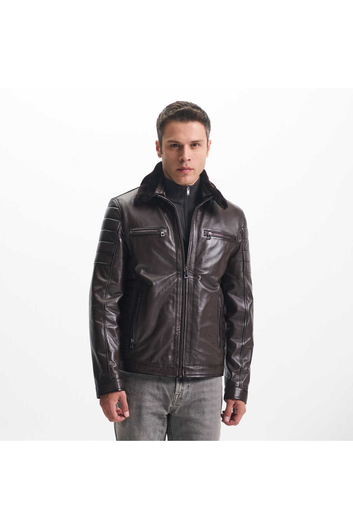 Tergan  Kahverengi Hakiki Deri Erkek Deri Mont - E24KDM310577-Q4Q - Görsel 2