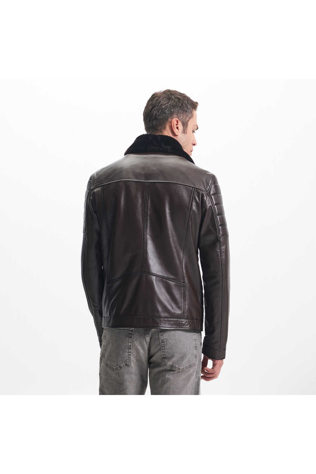 Tergan  Kahverengi Hakiki Deri Erkek Deri Mont - E24KDM310577-Q4Q - Görsel 4