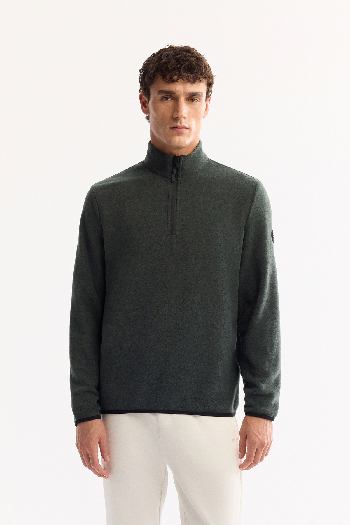 Avva Erkek Yeşil Dik Yaka Fermuarlı Soft Touch Polar Regular Fit Sweatshirt E001068