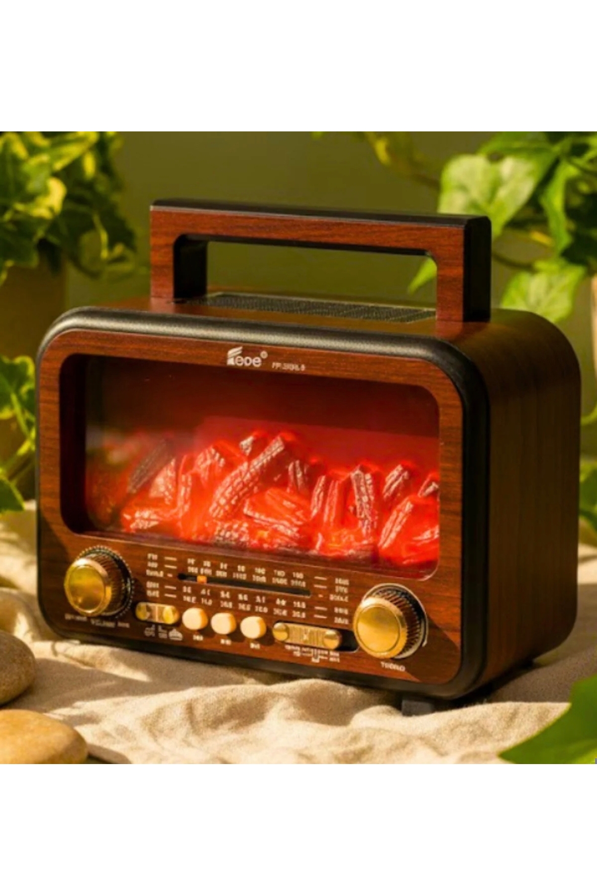 Fireplace Type Music Set FM Radio USB MP3 Player Bluetooth Retro Wireless Rechargeable Solar Speaker