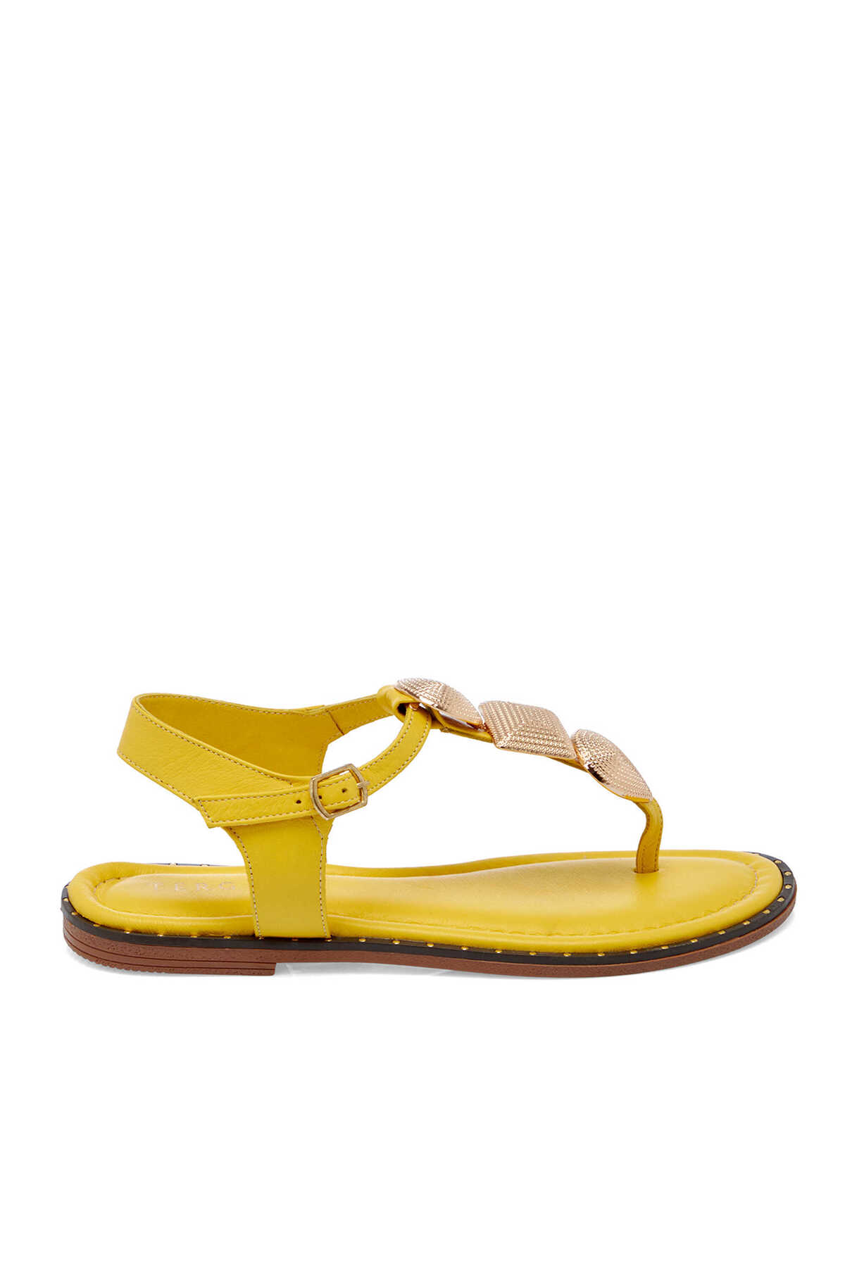Yellow Genuine Leather Women's Sandals-K25Y1SN67781-J63