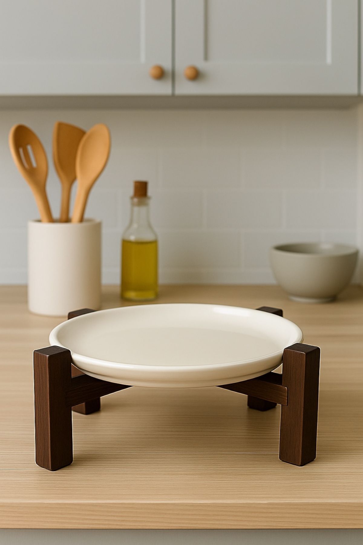 Alpina Bamboo Black Footed Porcelain Serving Plate 20cm, Serving Plate, Dessert and Breakfast Plate