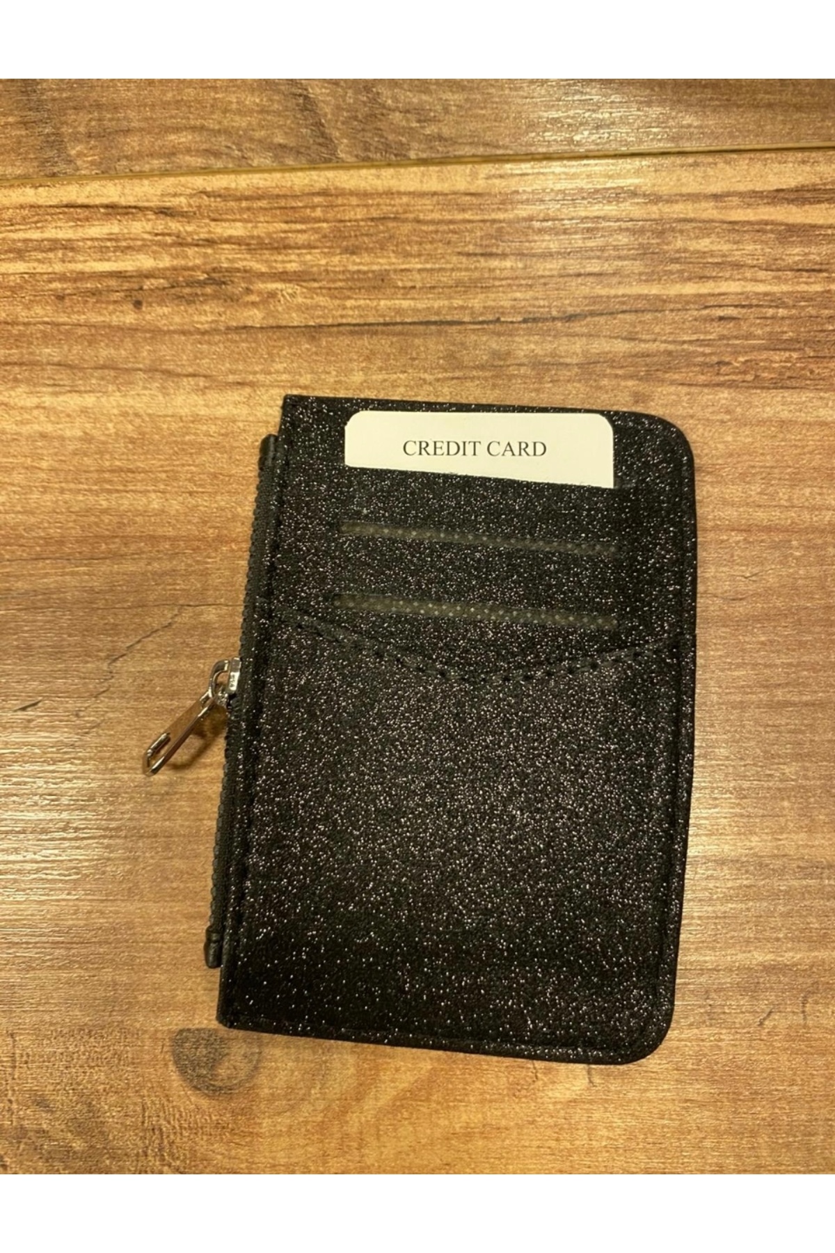 SHIKIRTI BAG STORE Parlak Simli Fermuar Kapamalı Cüzdan Bölümlü Şıkırtılı Kadın Kartlık görsel 2
