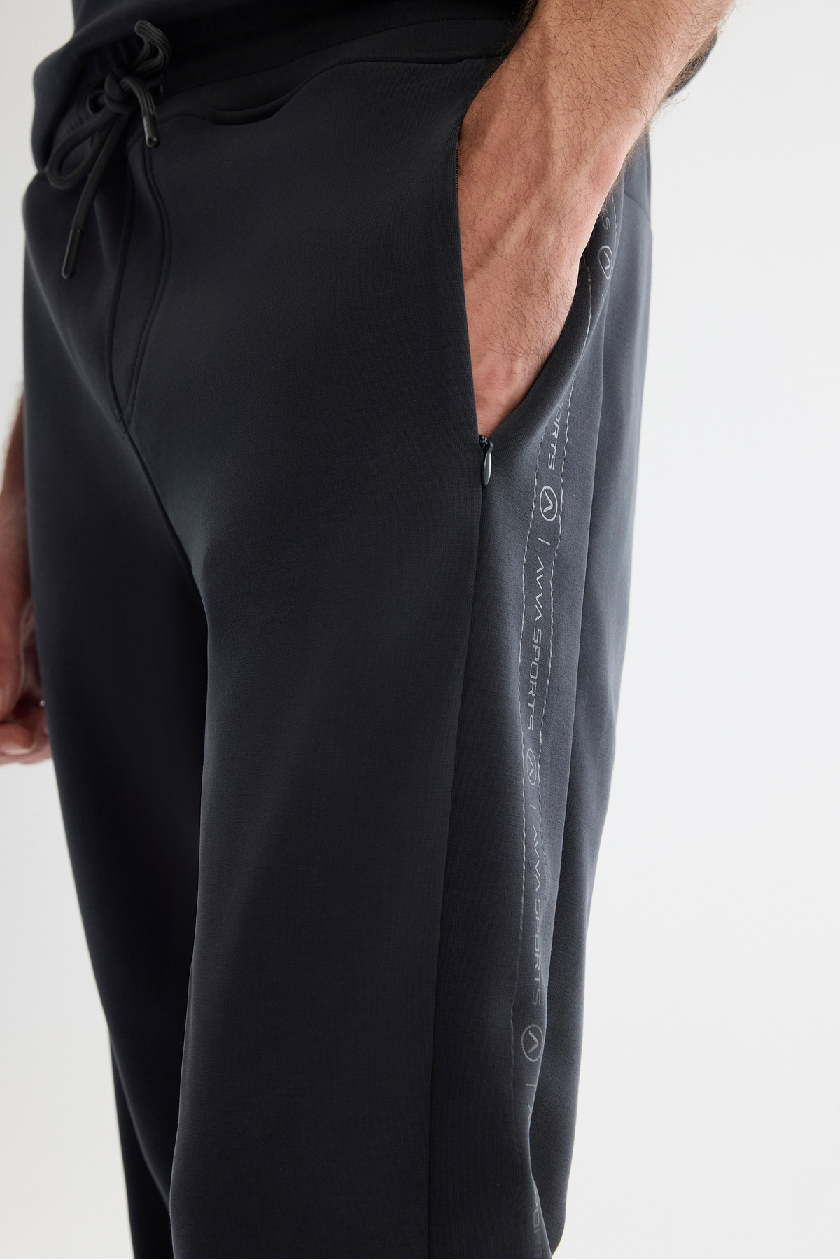 Avva  Erkek Antrasit Beli Lastikli Bağcıklı Soft Touch Regular Fit Eşofman Altı A42Y3417 - Görsel 5