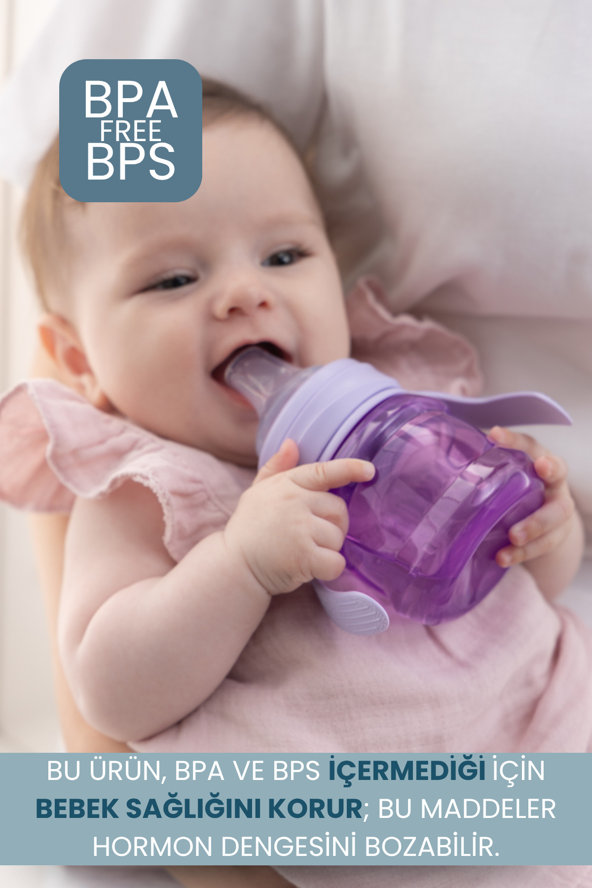 MOOMA Kindy Damlatmaz Eğitici Su Alıştırma Bardağı 200 ml 6 Ay Baby Purple BPA BPS İçermez fotoğrafı 3 (önizleme)