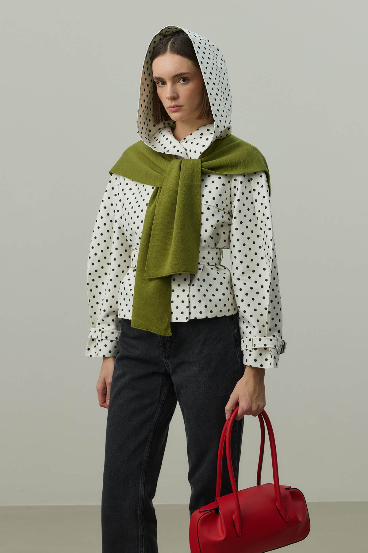 Fahhar  Kare Parçalı Atkı Yeşil - Görsel 5