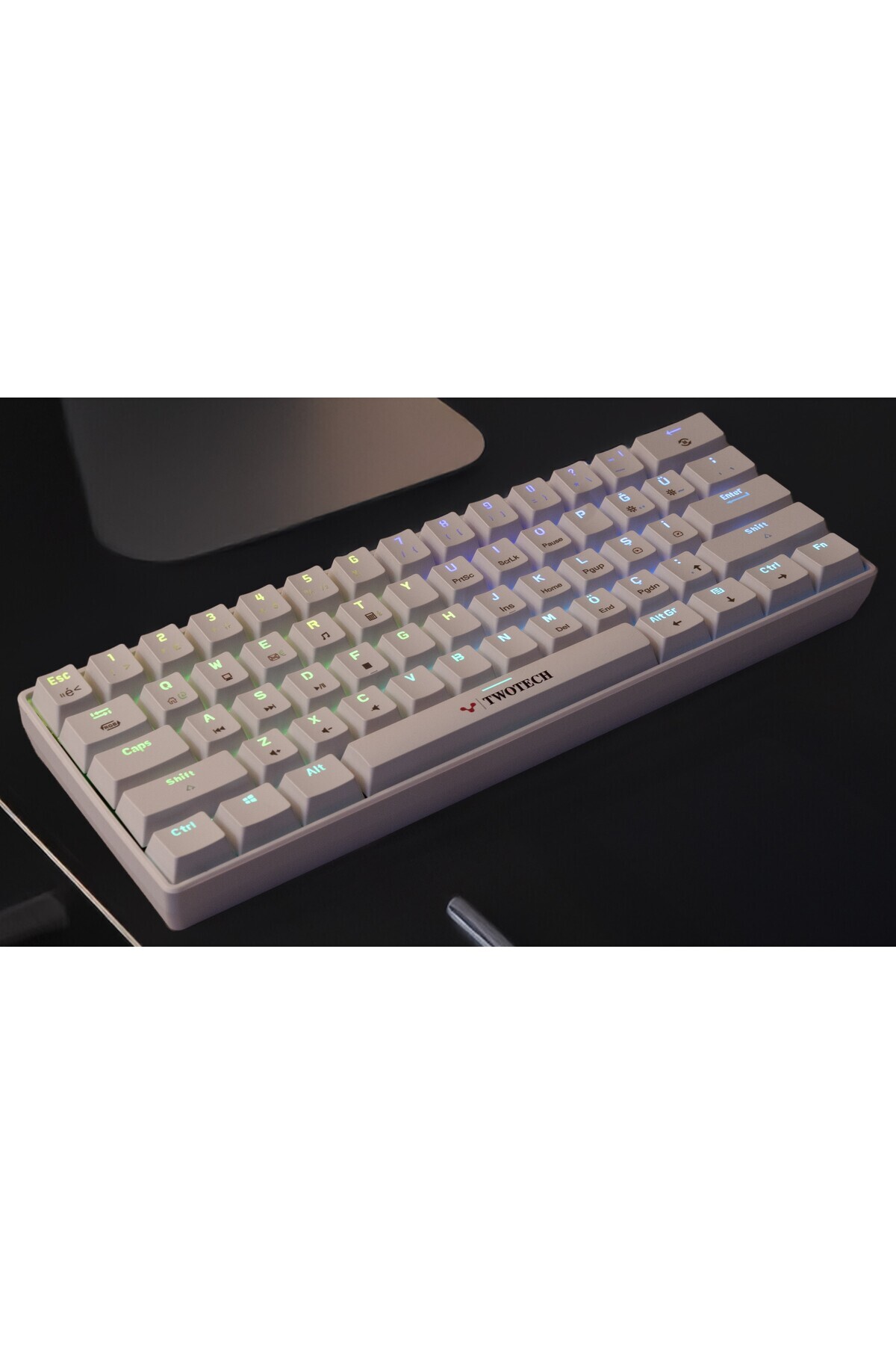 TWOTECH RGB Beyaz Mekanik Oyun Klavyesi Red Switch - Oyuncu Klavyesi, RGB Aydınlatma