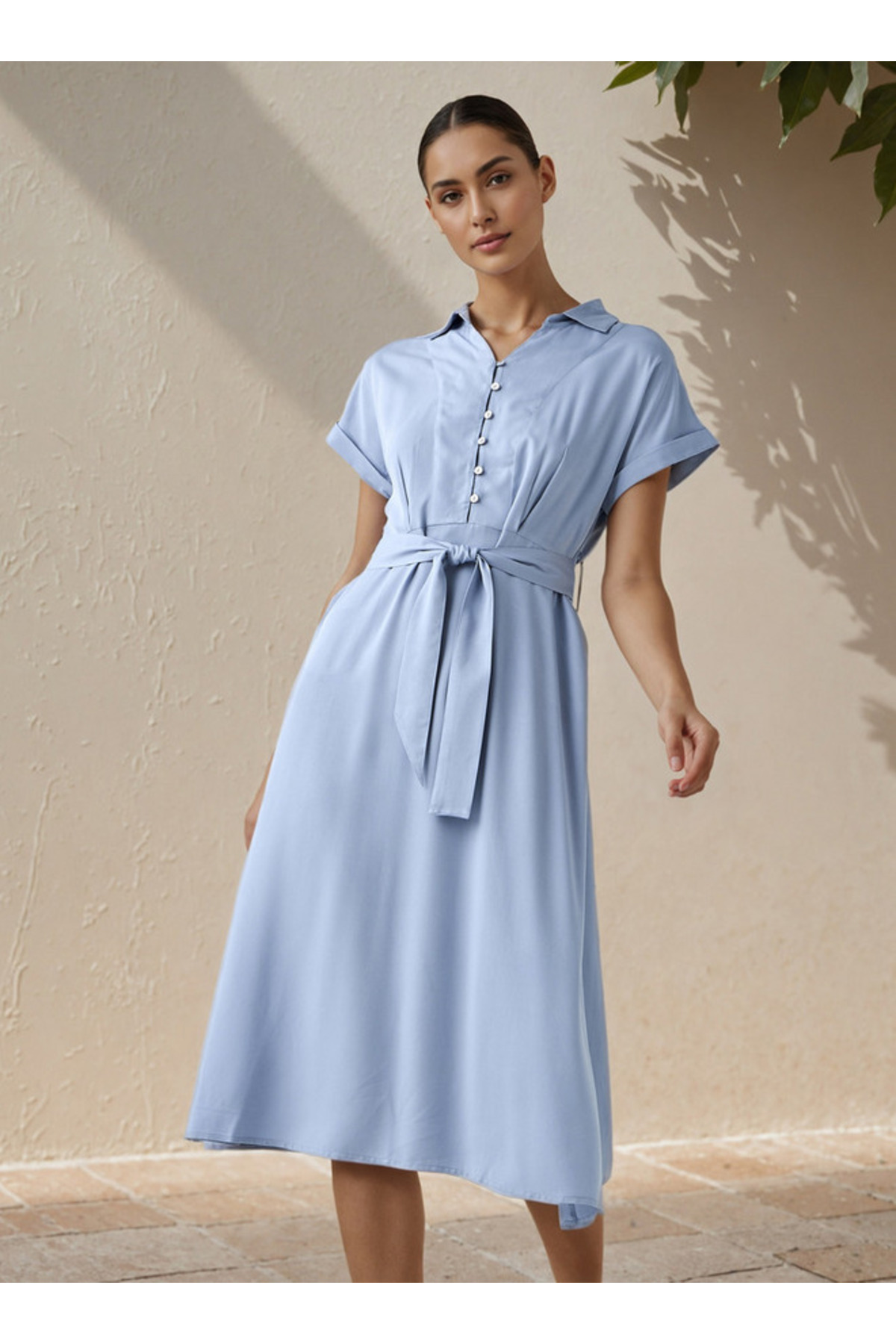 Splash FAV A-line Women Dress with Waist Tie-Up Rayon