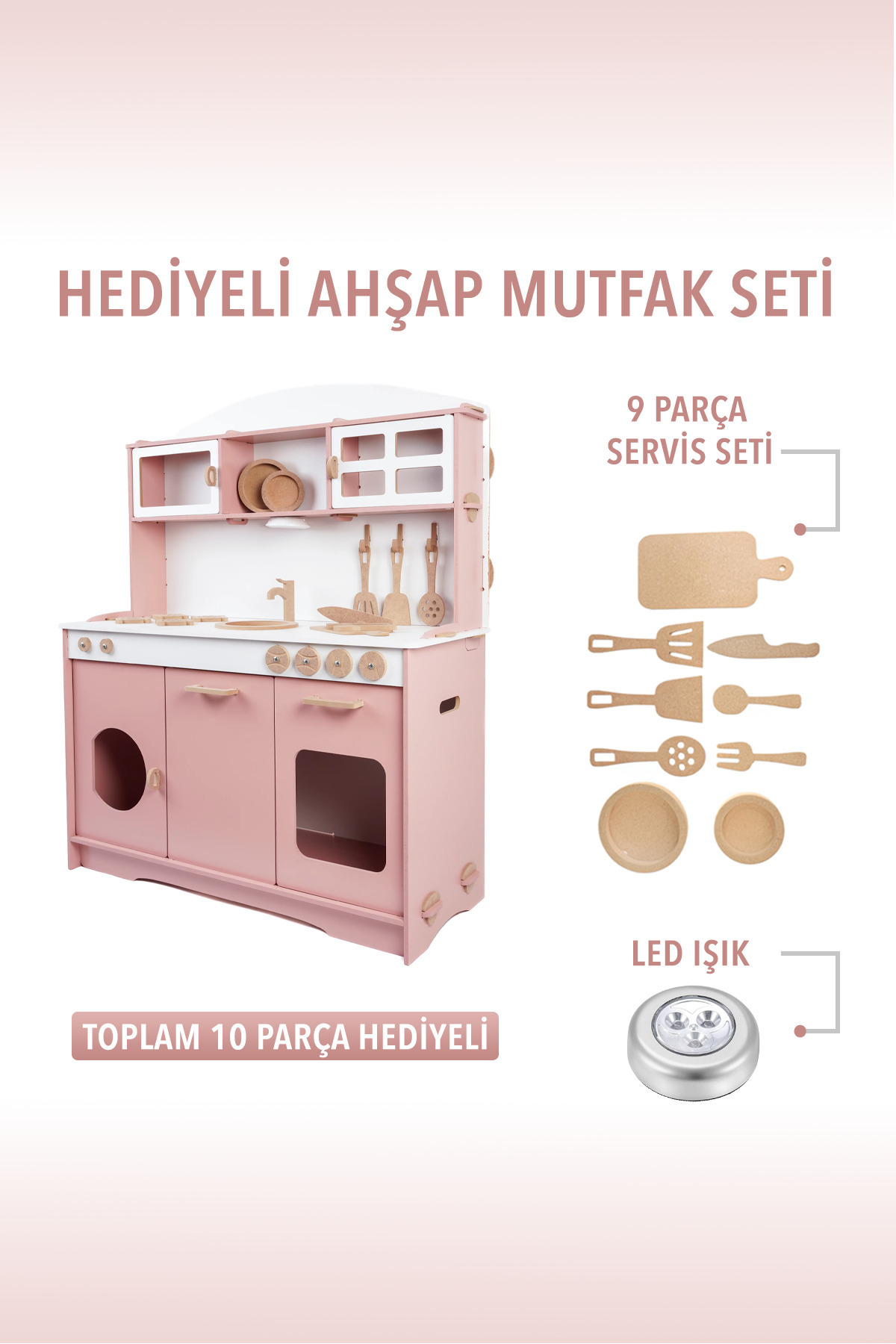 HOBBY HOUSE Ahşap Oyuncak Çocuk Büyük Mutfak Seti Led Hediyeli fotoğrafı 7 (önizleme)