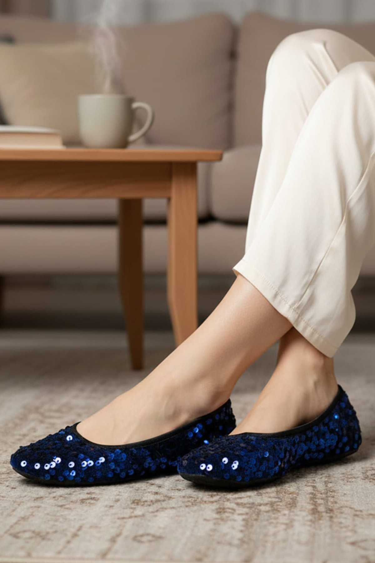CEYDA SHOES PULLU Kadife Ev,hac, Umre , Hediye, Günlük Babet,Pull Payet Babet, Panduf, Patik, Gösteri Pisi Pisi