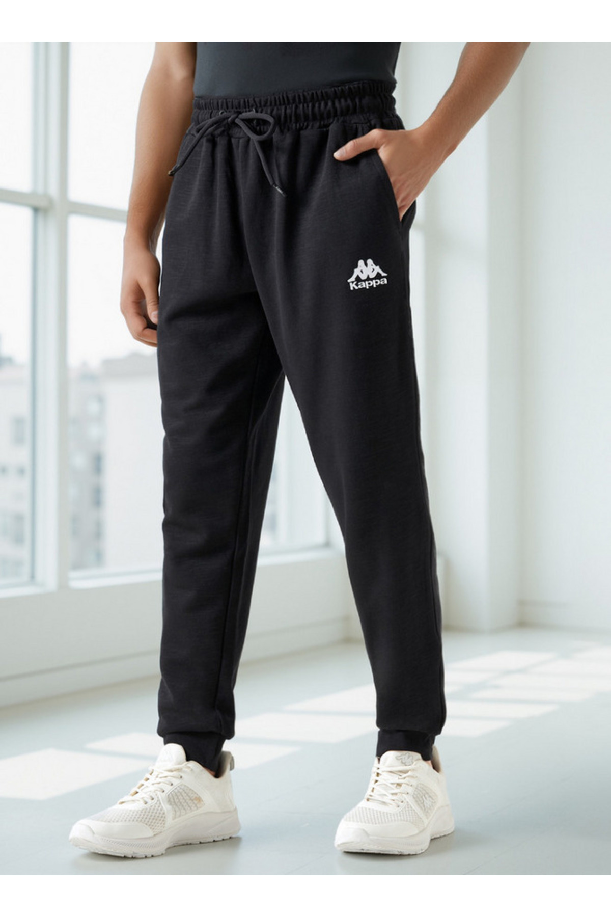 Kappa Logo Detail Joggers with Drawstring Closure and Pockets