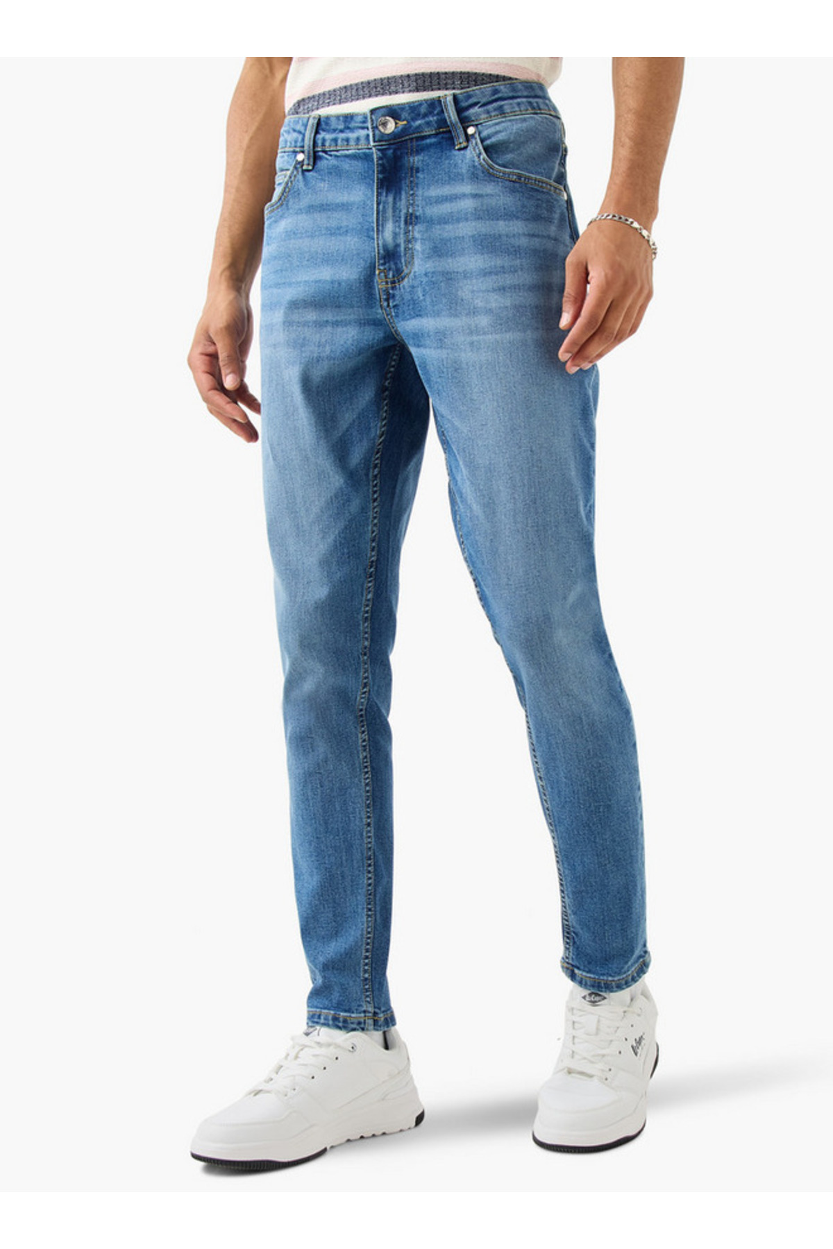 Lee Cooper Skinny Fit Jeans with Button Closure and Pockets