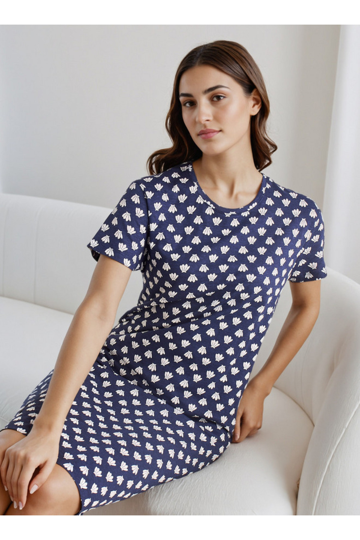 Splash FAV Nighty Knee Length with Round Neck