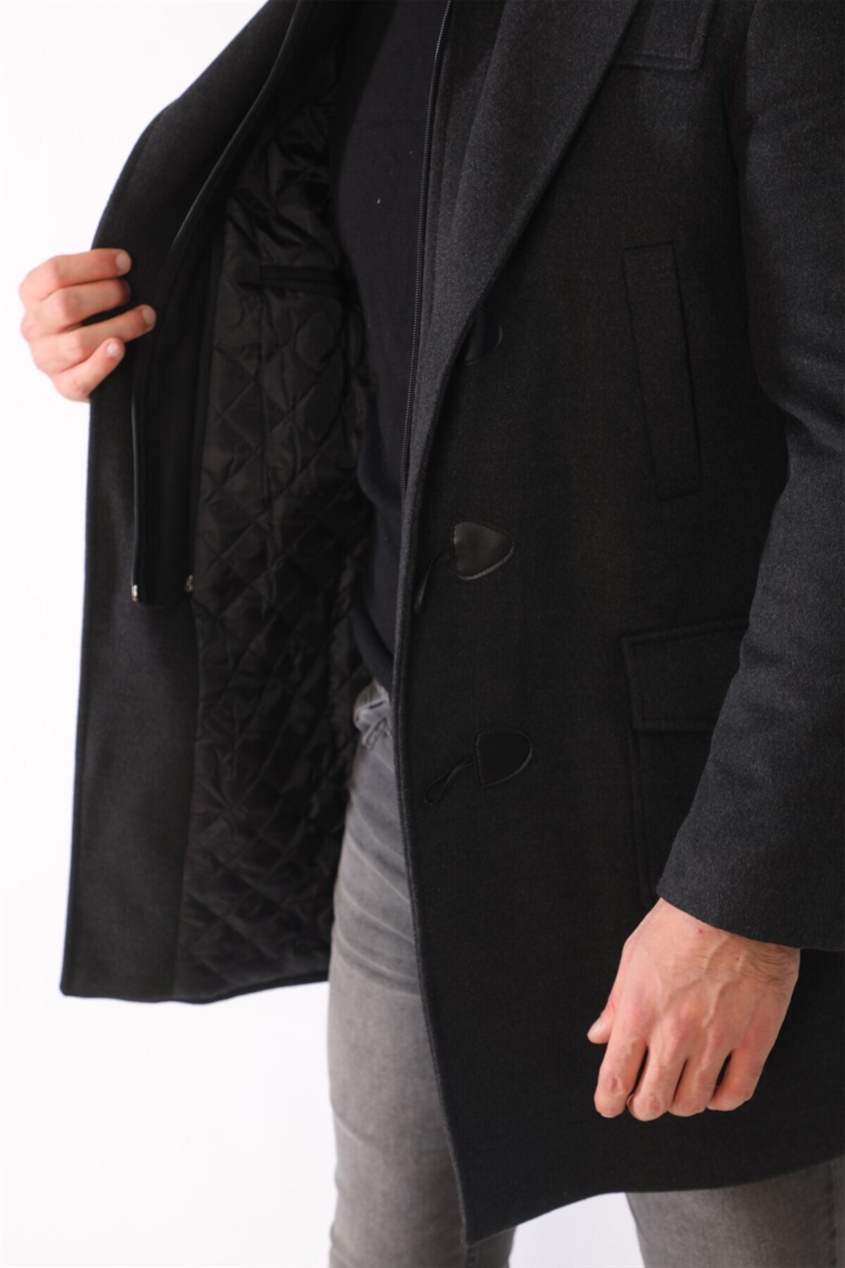 روپوش مردانه PLT8373 DEWBERRY - ANTHRACITE — خاکستری PLT8373 DEWBERRY OVERCOAT — تصویر 8 از 8