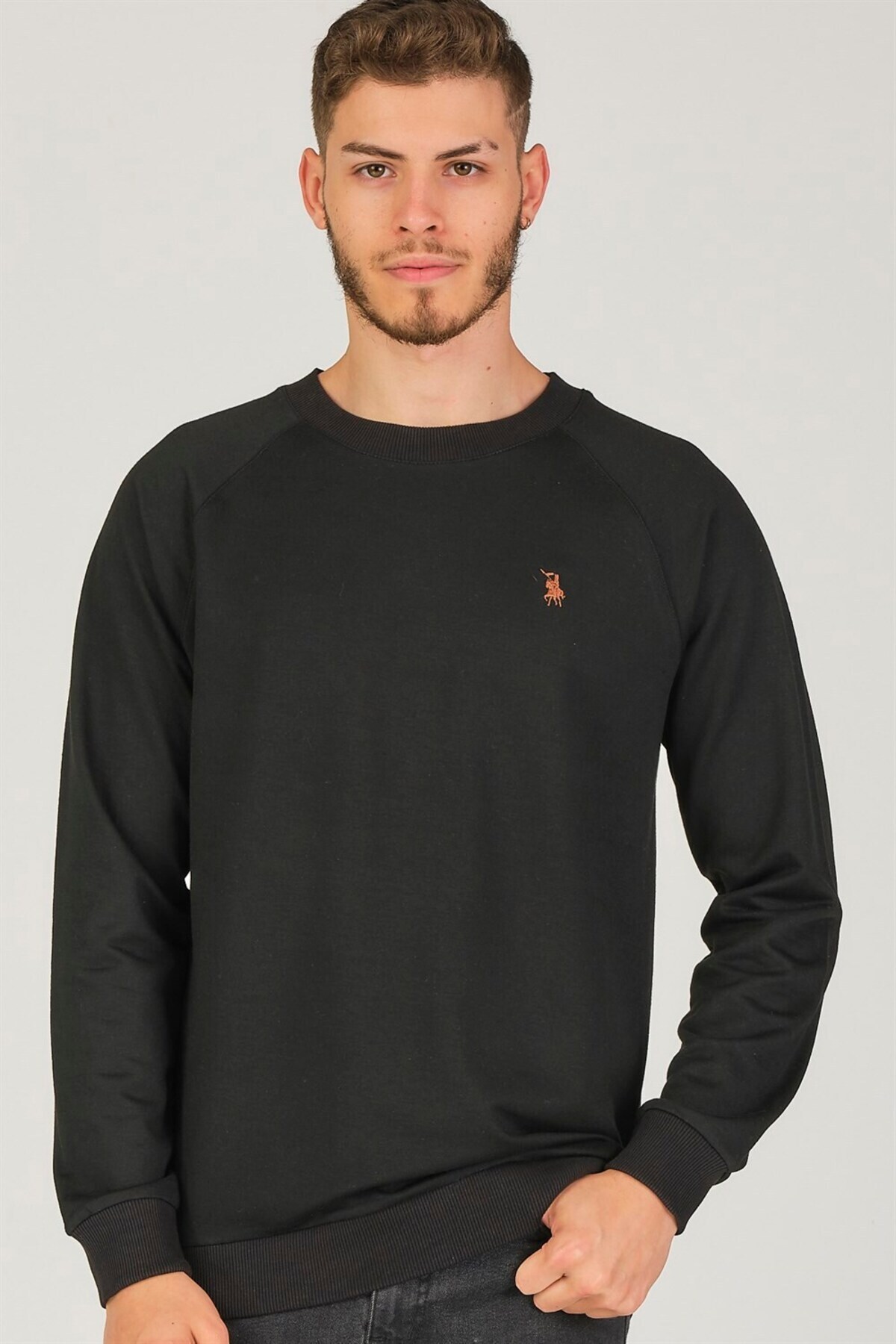 دوبری سویشرت مردانه آستین رگلان V4003 - مشکی