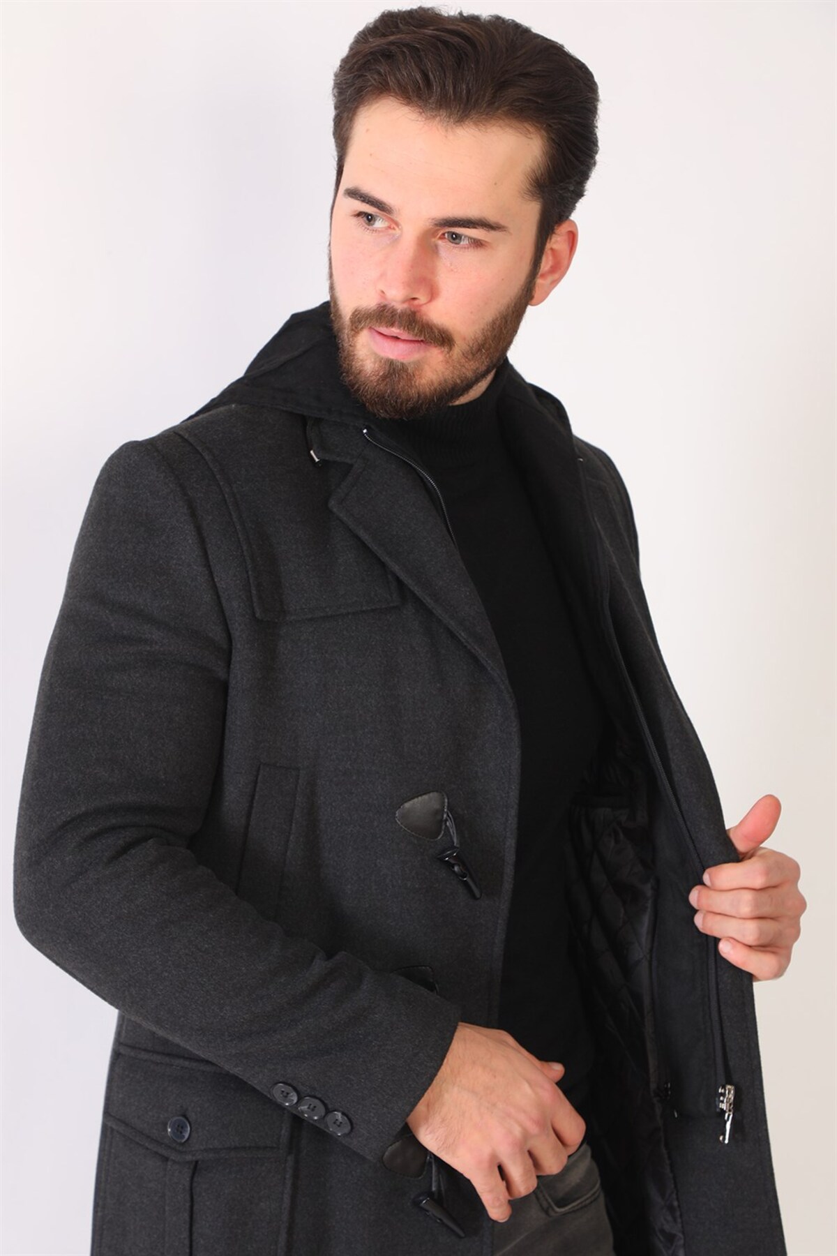 روپوش مردانه PLT8373 DEWBERRY - ANTHRACITE — خاکستری PLT8373 DEWBERRY OVERCOAT — تصویر 6 از 8