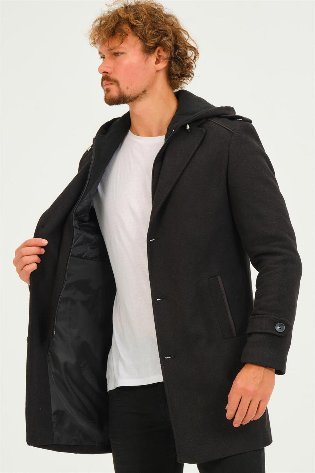 Dewberry PLT8401 DEWBERRY ERKEK PALTO-DİAGONAL SİYAH — مشکی 1020001P8401D2