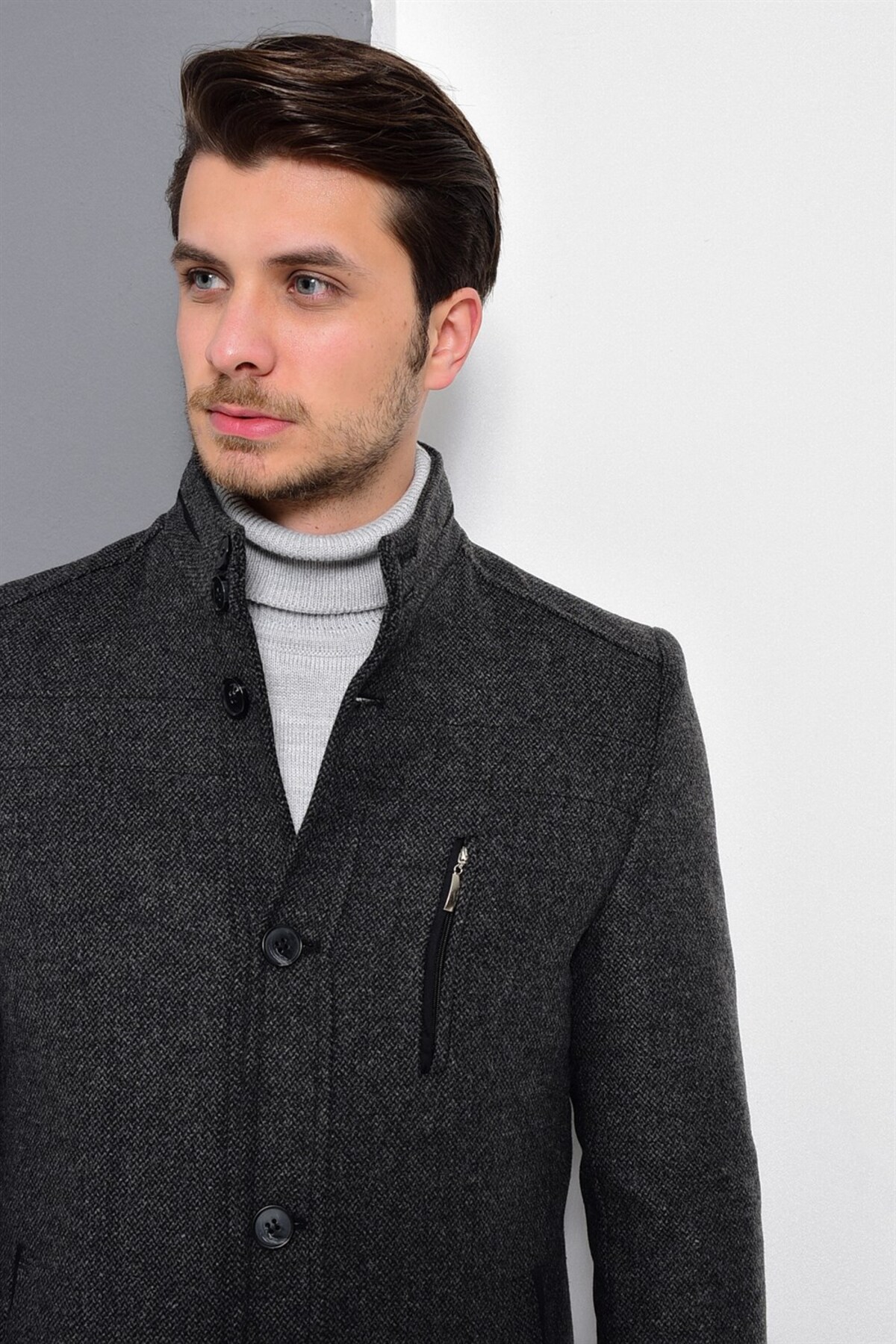PLT8386 ERKEK PALTO-DESENLİ ANTRASİT — خاکستری PLT8386 DEWBERRY OVERCOAT — تصویر 5 از 6
