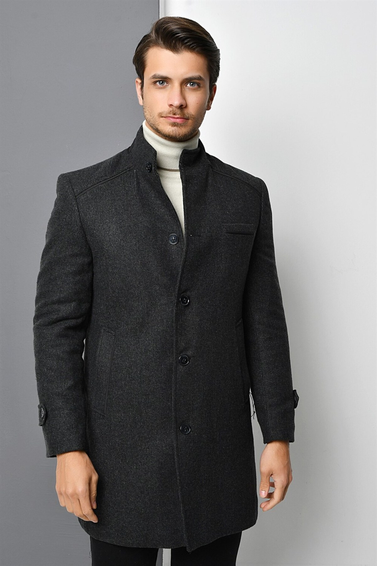 PLT8391 ERKEK PALTO-DESENLİ ANTRASİT — خاکستری PLT8391 DEWBERRY OVERCOAT — تصویر 2 از 5