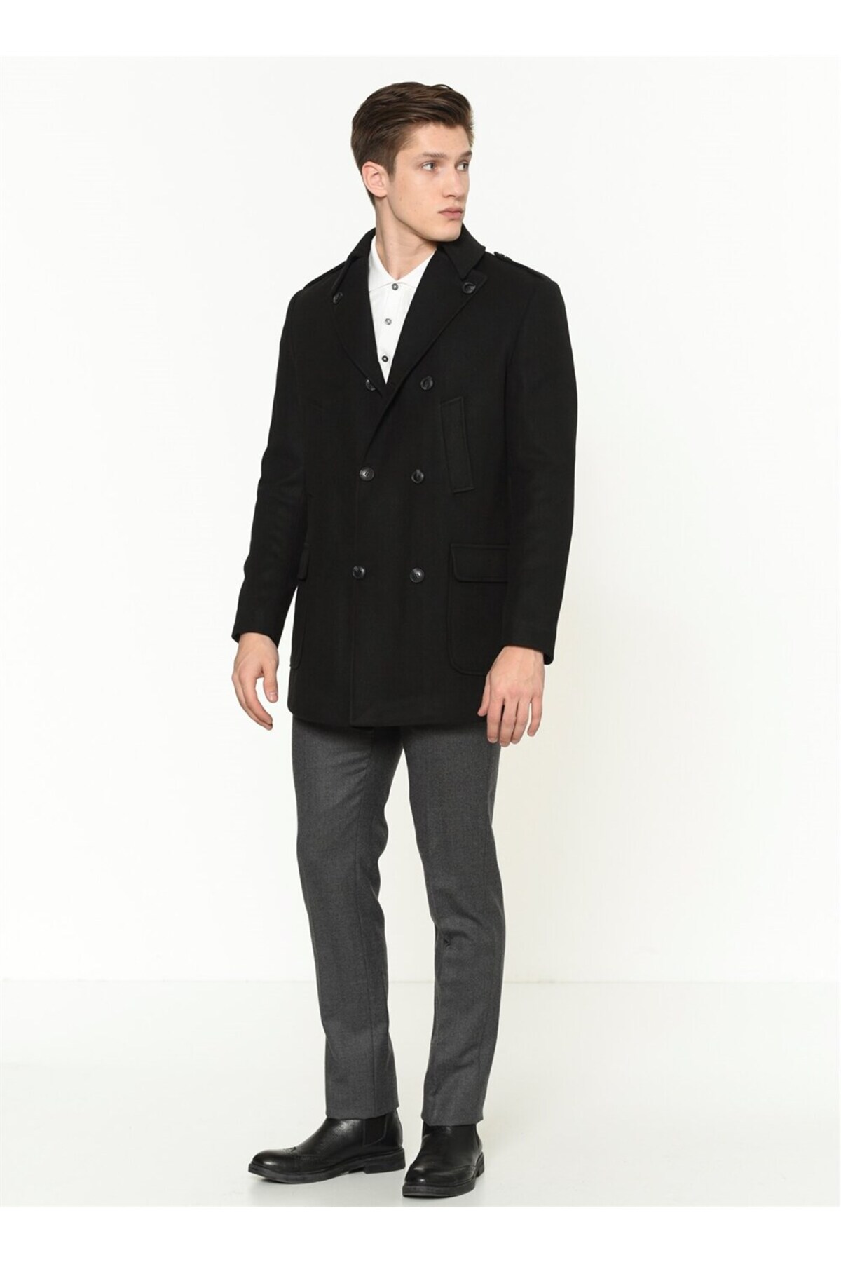 PLT8353 SLIM-FIT COAT-BLACK — مشکی 1020001P8353 — تصویر 2 از 5