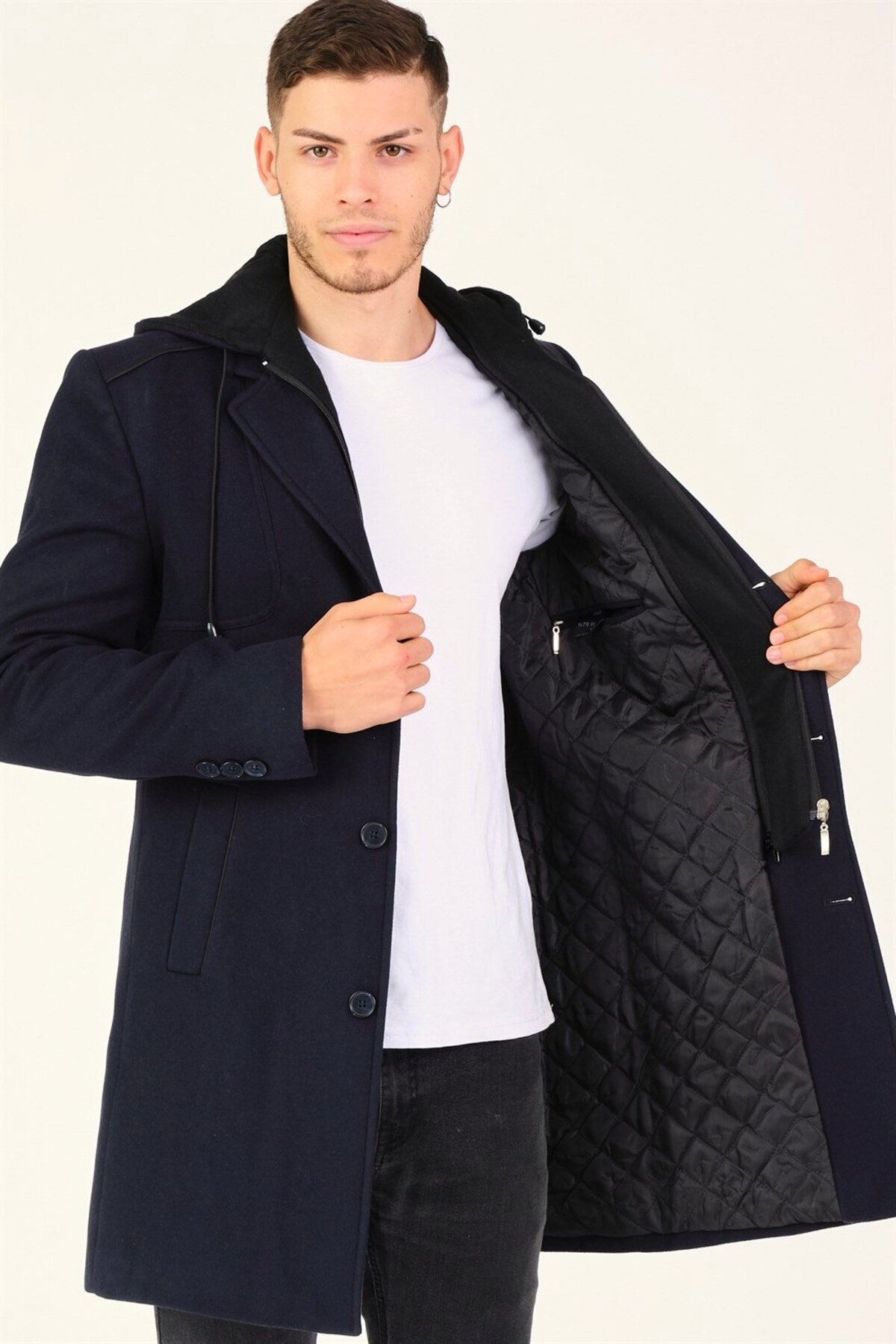 دوبری پالتو مردانه PLT8371 DEWBRRY - سرمه‌ای تیره