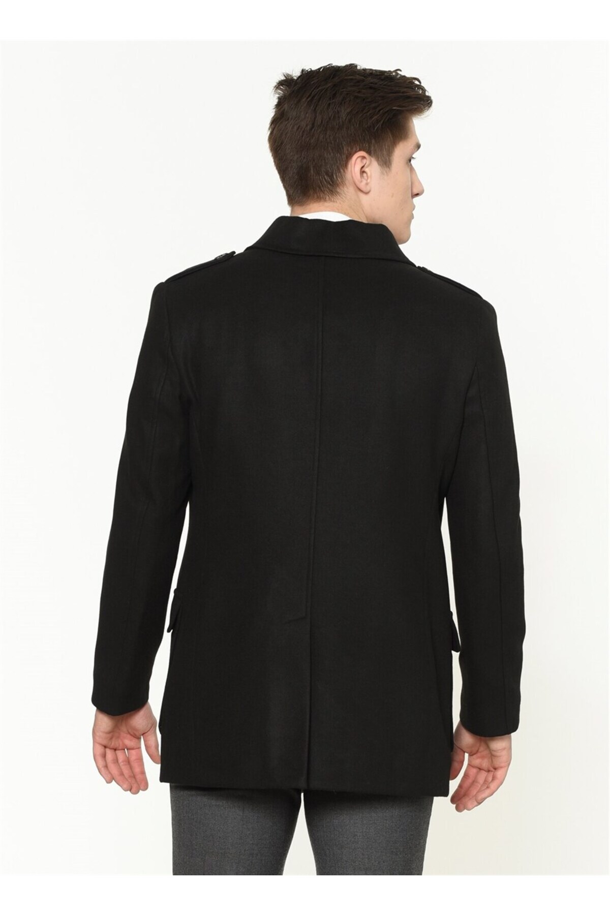 PLT8353 SLIM-FIT COAT-BLACK — مشکی 1020001P8353 — تصویر 3 از 5