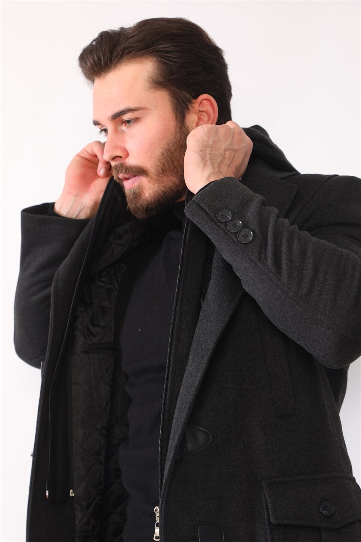 روپوش مردانه PLT8373 DEWBERRY - ANTHRACITE — خاکستری PLT8373 DEWBERRY OVERCOAT — تصویر 7 از 8