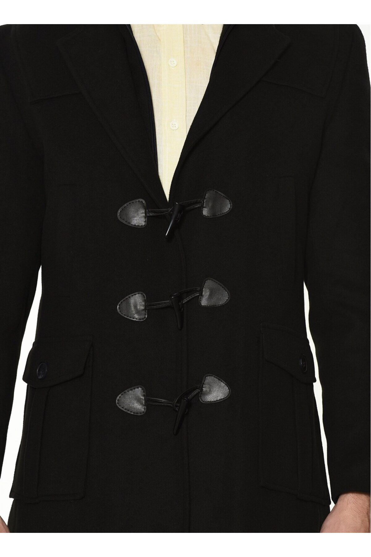 Erkek Palto Kaşe Sıcak Tutan Şık Günlük Klasik Trend Model — مشکی PLT8373 DEWBERRY OVERCOAT — تصویر 5 از 5