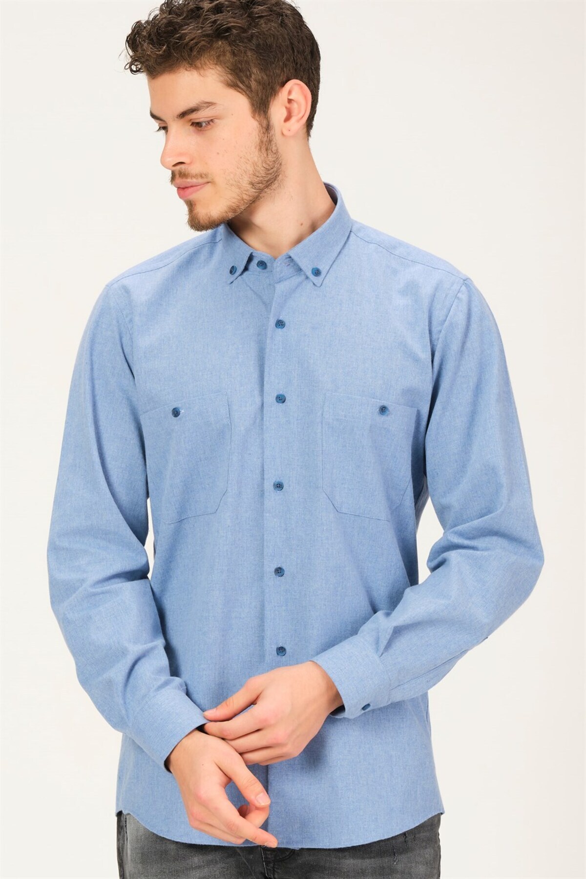 دوبری پیراهن مردانه G730 - آبی روشن