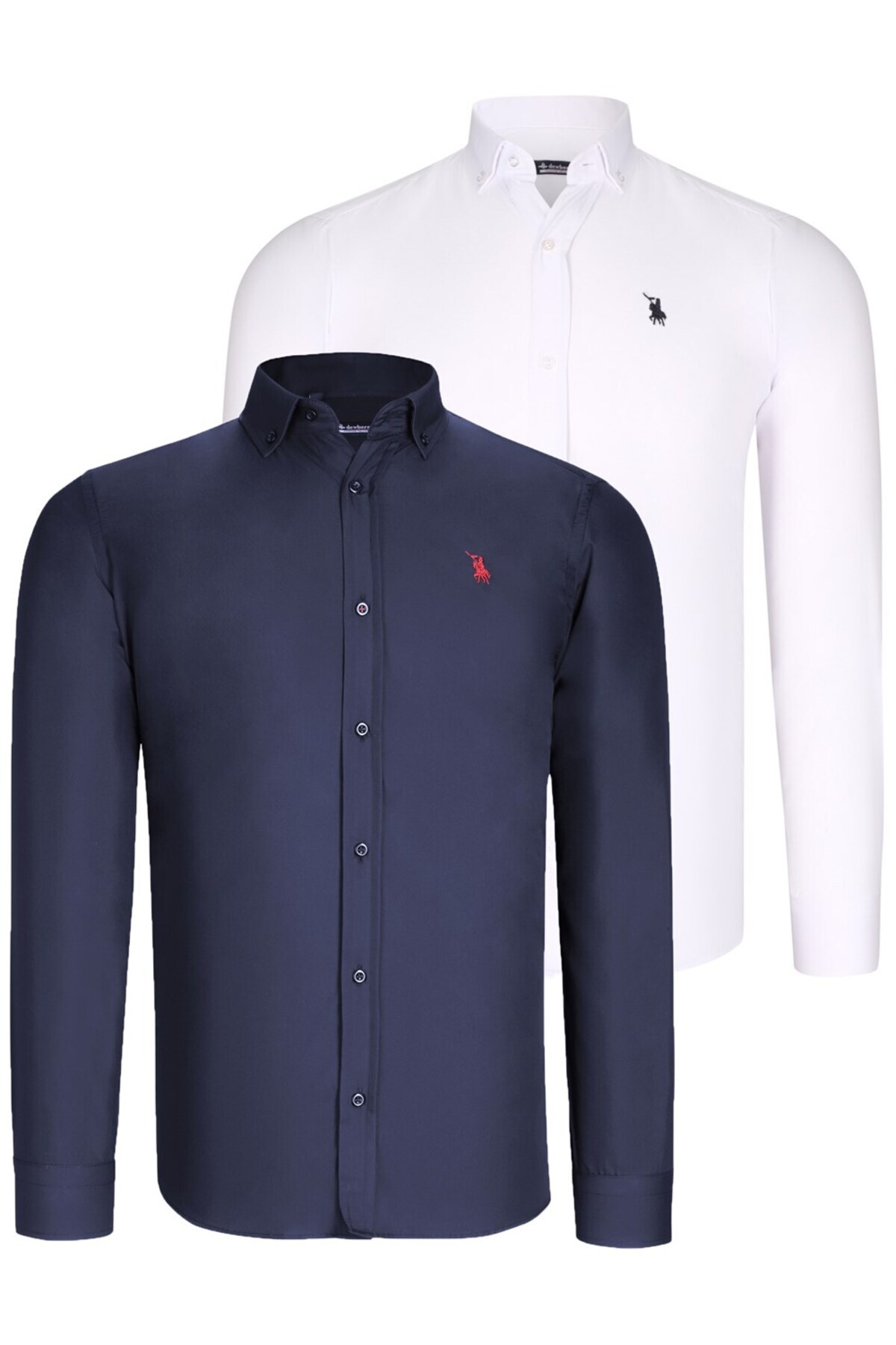 دوبری پیراهن مردانه دو تکه G725 - سفید - سرمه‌ای