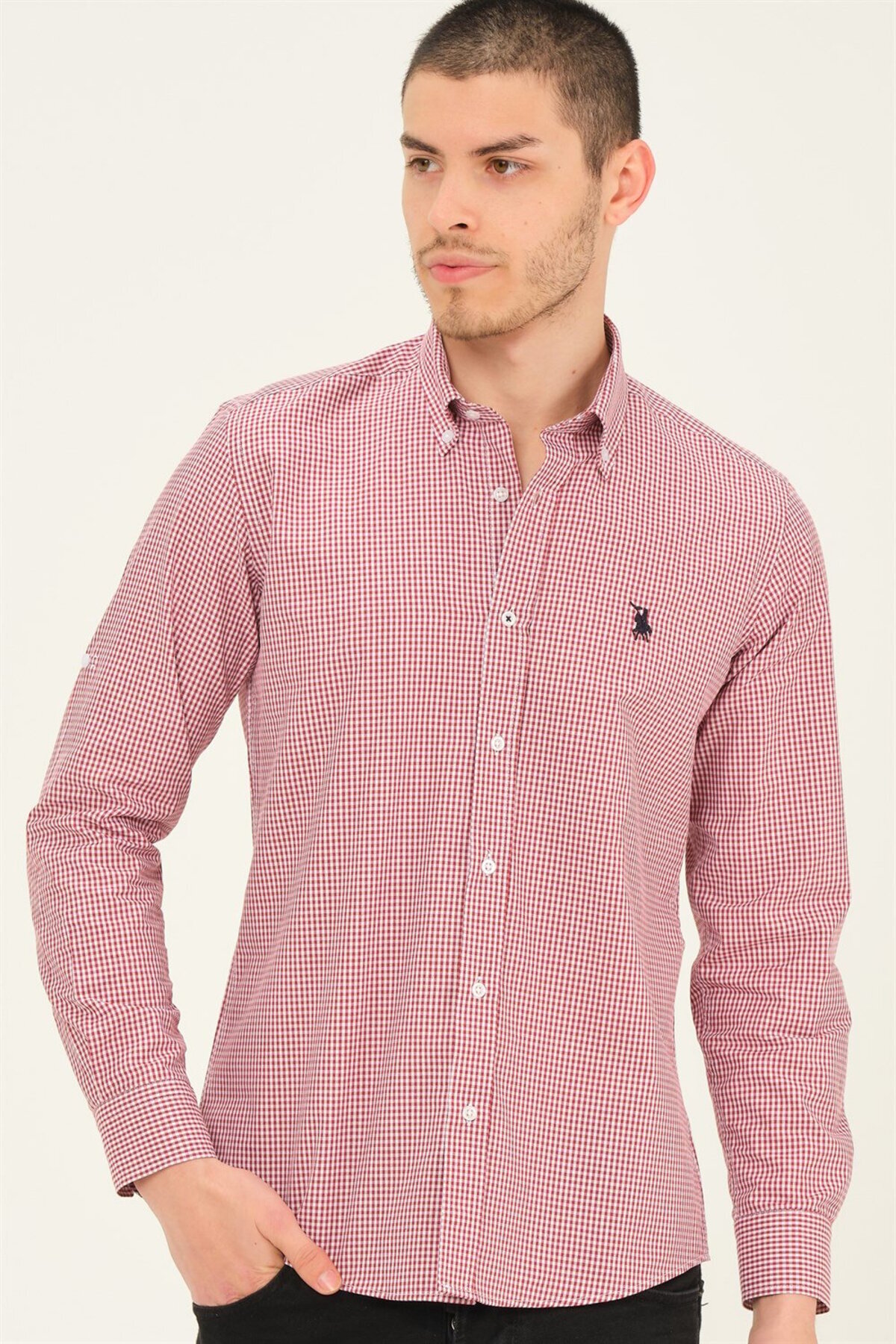 دوبری پیراهن مردانه G751 - زرشکی