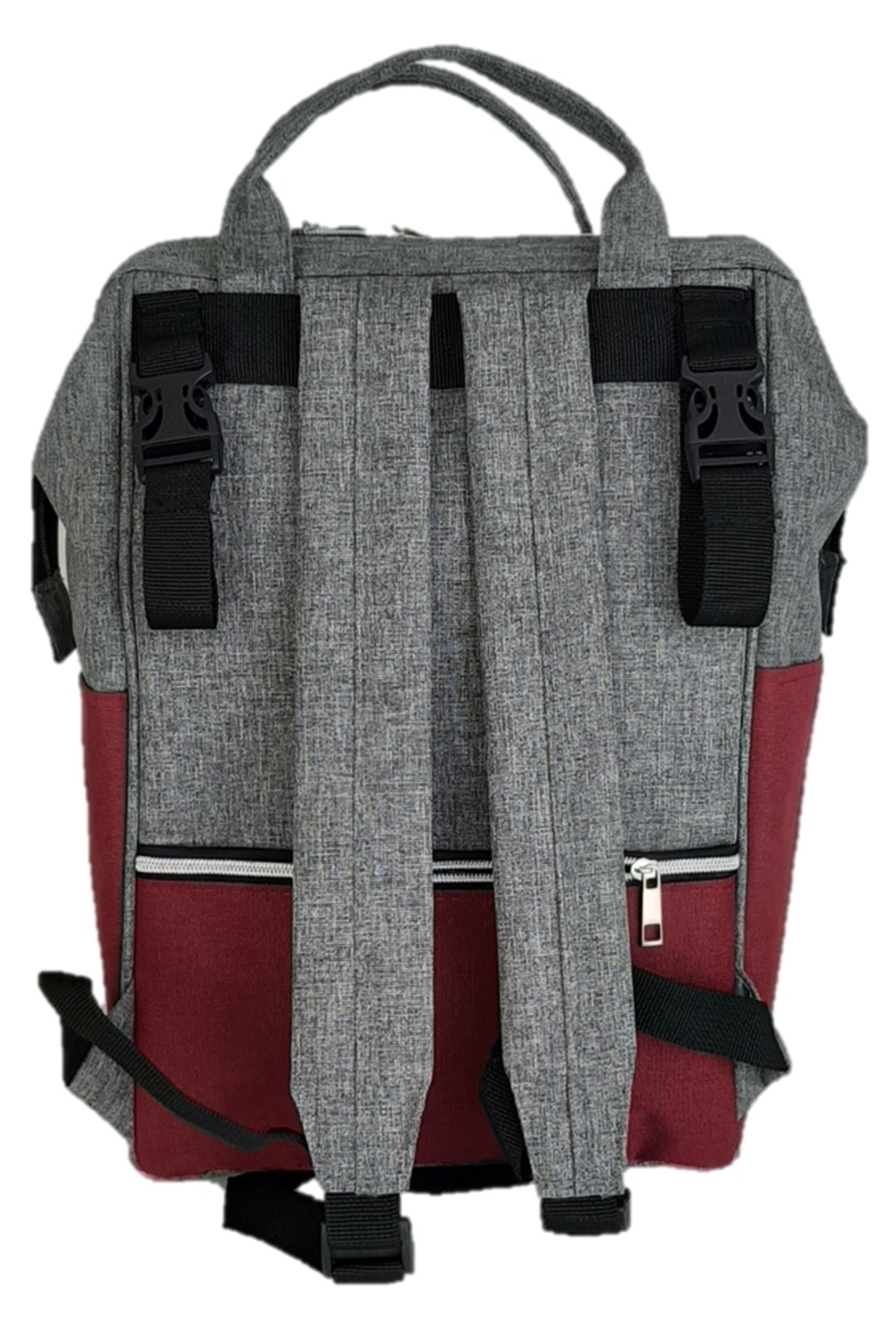 USF Ana Kucağı Puset Bebek Taşıma + Anne Bebek Bakım Çantası - Gri - Çizgili Gri Bordo fotoğrafı 5 (önizleme)