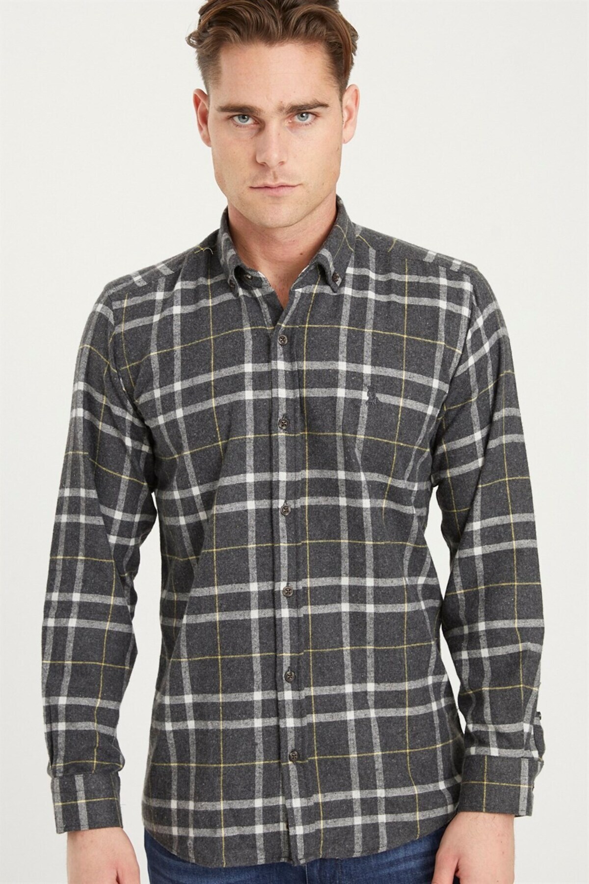 دوبری پیراهن مردانه G701 - مشکی تیره