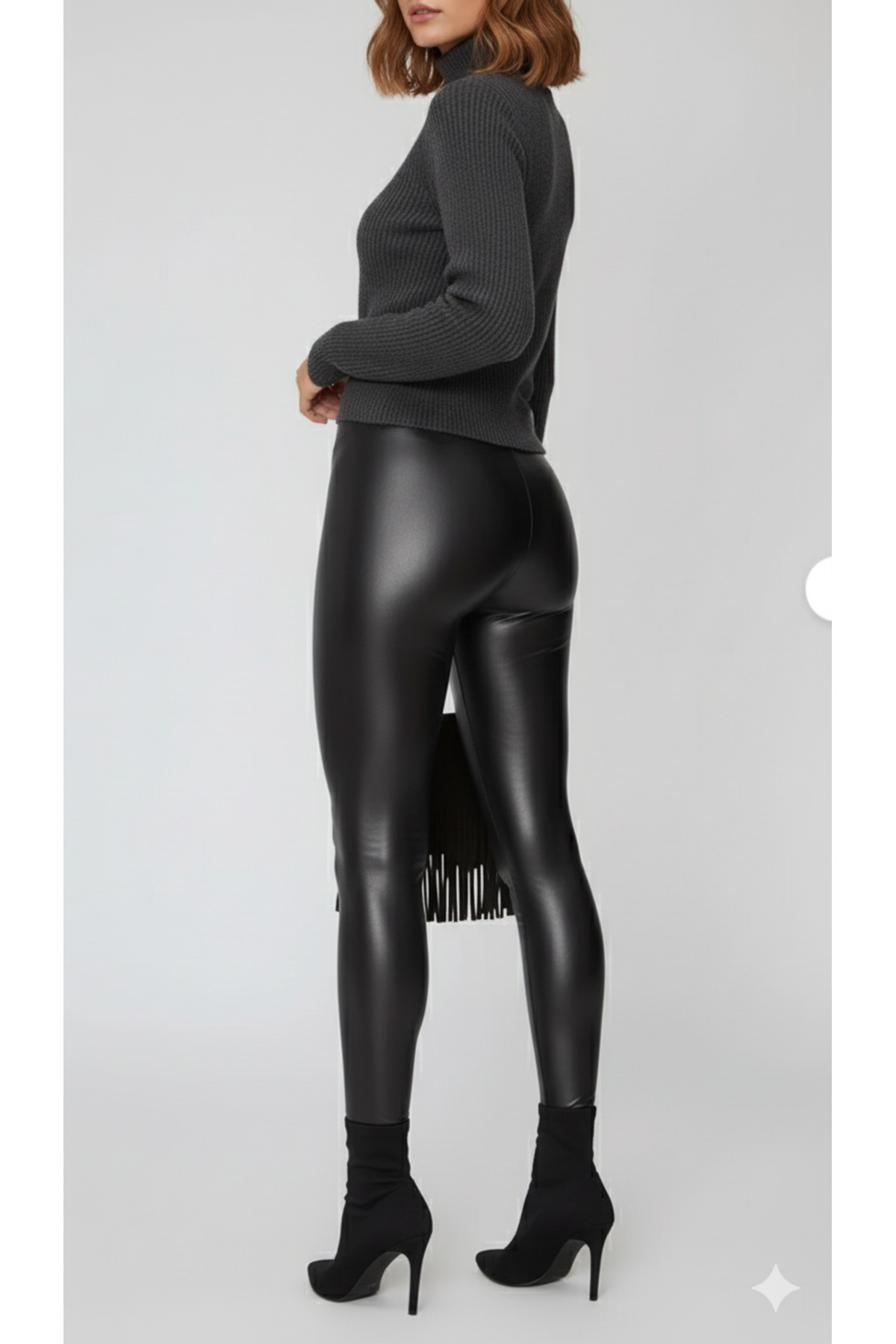 FV Μαύρο ματ δερμάτινο κολάν, ψηλόμεσο, φαρδιά ζώνη, κολάν από συνθετικό δέρμα αδυνατίσματος, 2 μεγέθη