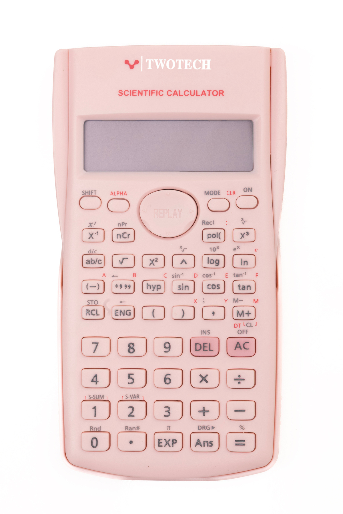 TWOTECH 240 Fonksiyonlu Bilimsel Hesap Makinesi - 2 Satırlı Ekran, Güçlü Tasarım Pembe
