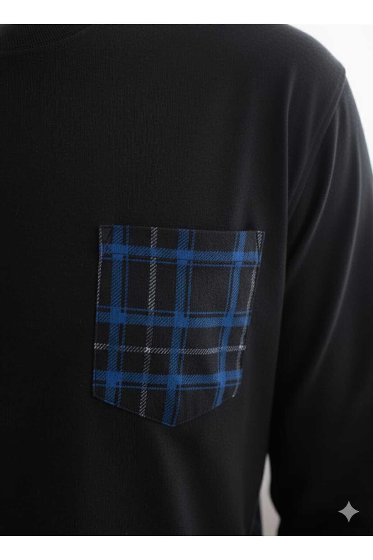 Sude HOMEWEAR Erkek Ekoseli Cepli Uzun Kollu Pijama Takımı görsel 5