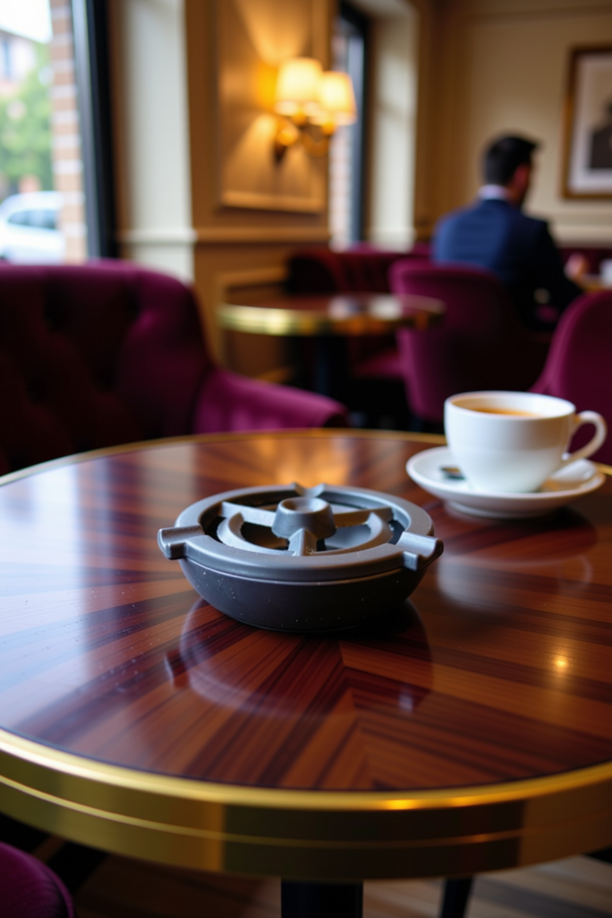 Stainless Metal Decorative Ashtray, Matte Appearance, Round Model, Black Color