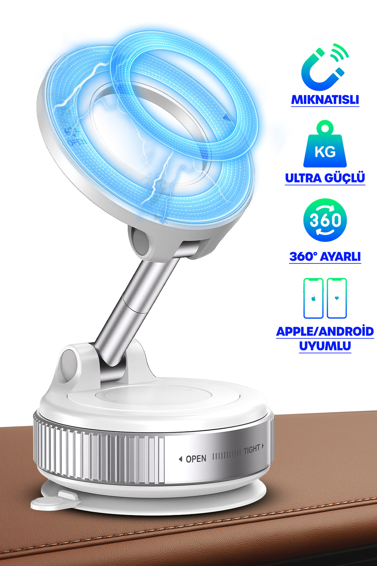 Venenon MagnetPRO 360 Dönebilen Ayarlanabilir Araç Içi Tutucu Kullanılabilen Vakumlu Magsafe Telefon Tutucu