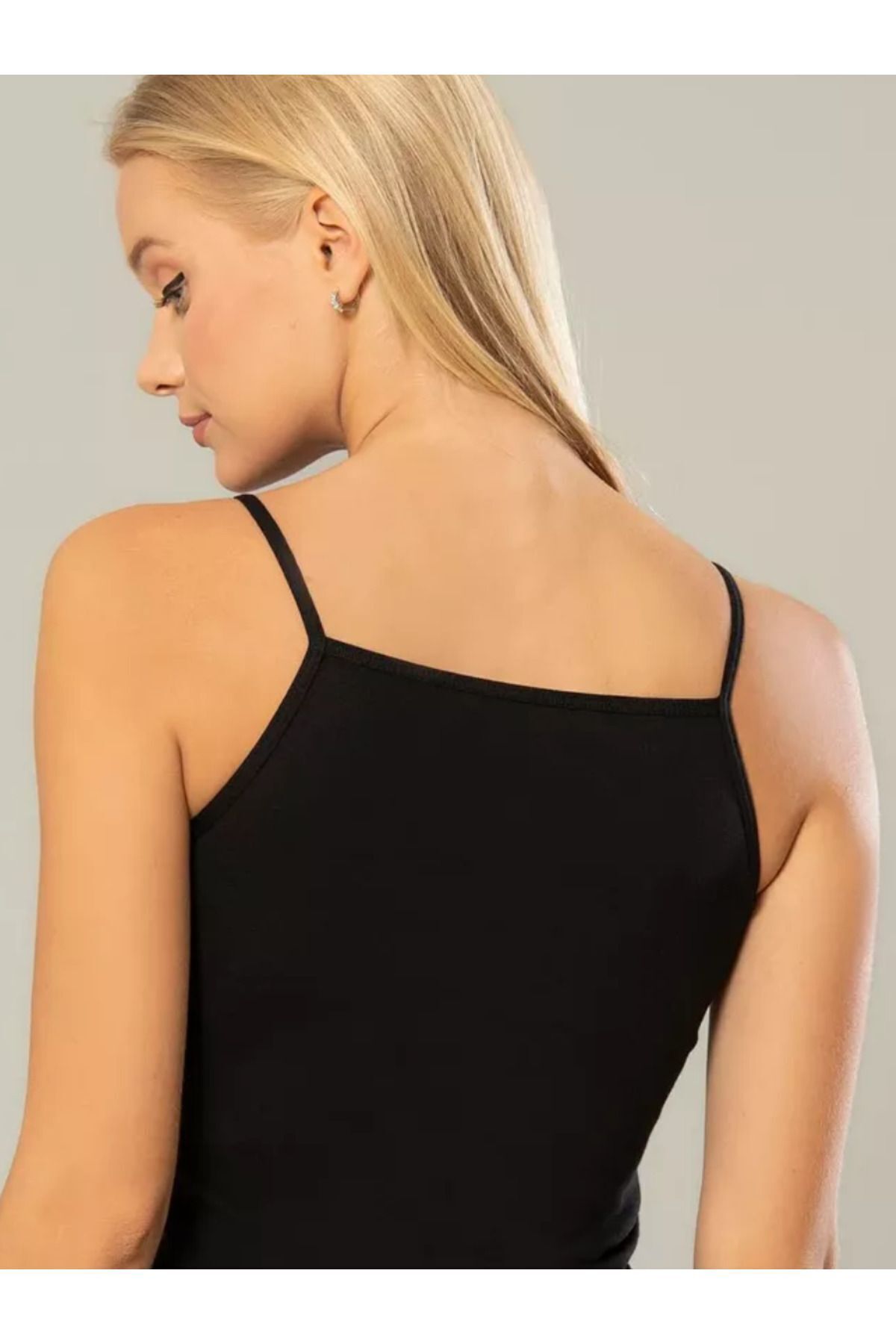 ek by_kuzeylingerie Kadın Likralı Penye 3 Lü İp Askılı Atlet görsel 4