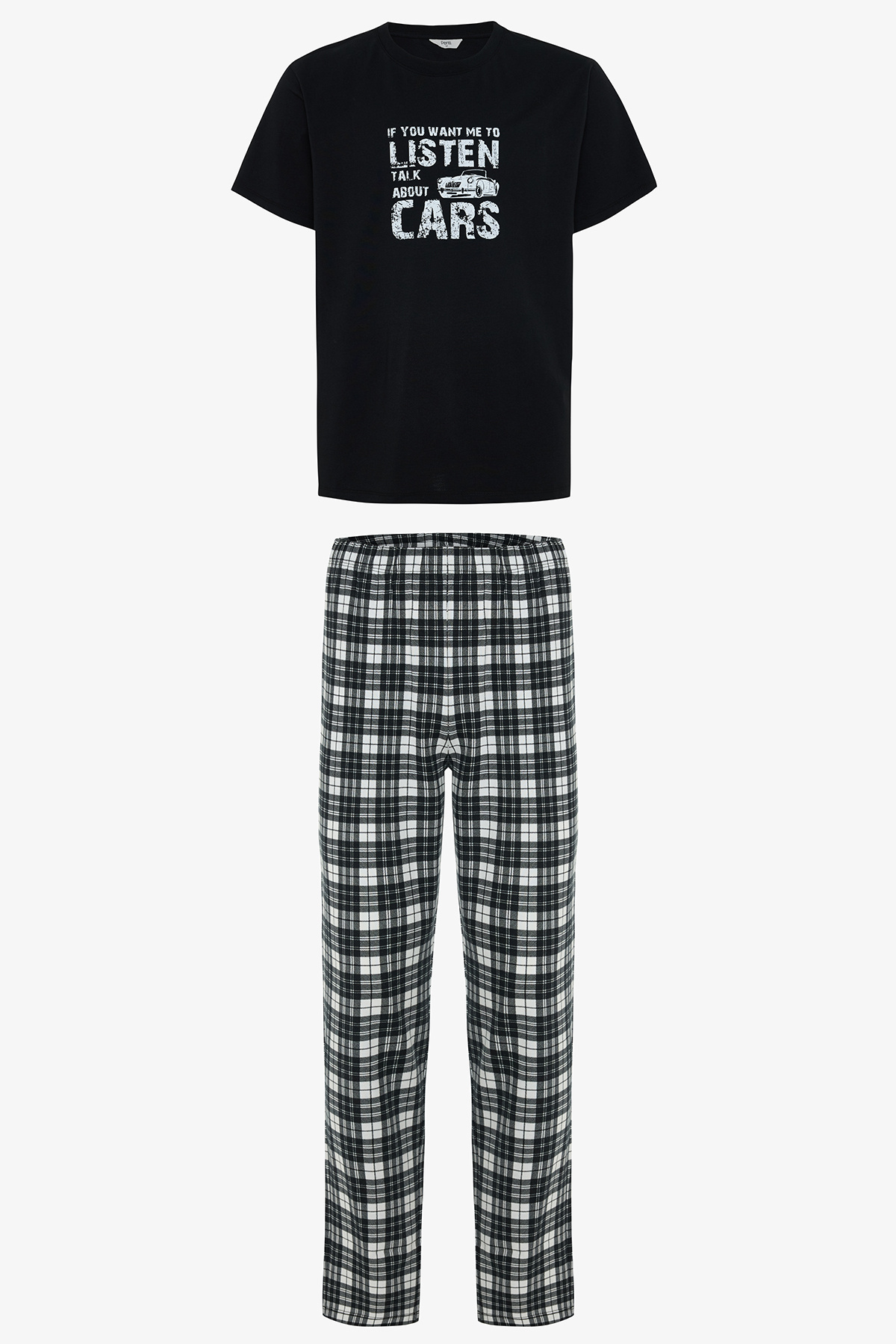 Penti Erkek Listen Slogan Baskılı Pamuklu Kısa Kol Pijama Takımı