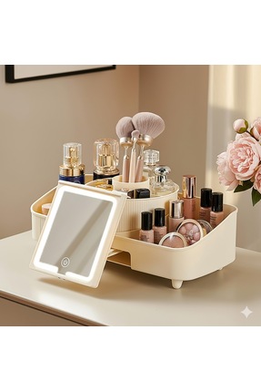 MASKY Aydınlatmalı Aynalı Döndürülebilir Makyaj Düzenleyici
