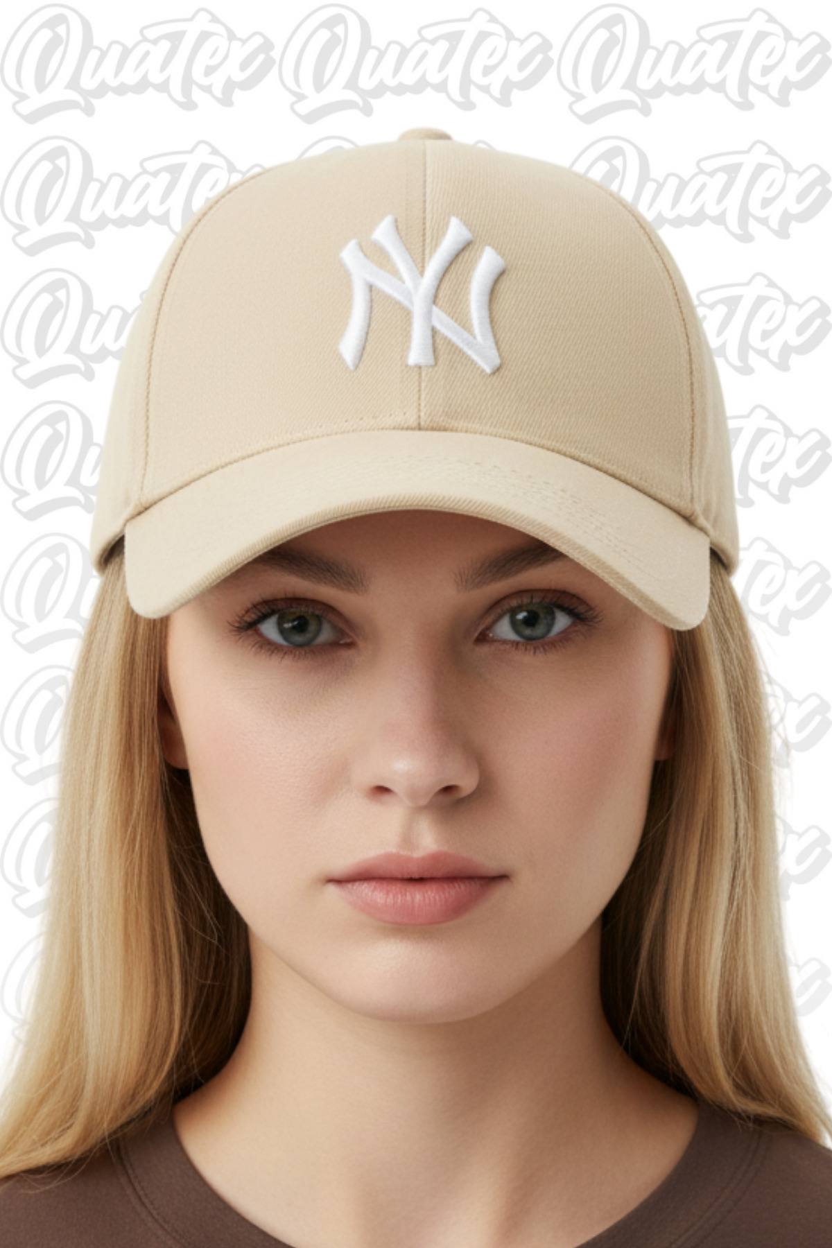 QUATEX  Ny New York Nakışlı Şapka – Krem %100 Pamuk Gabardin Unisex Model - Görsel 3