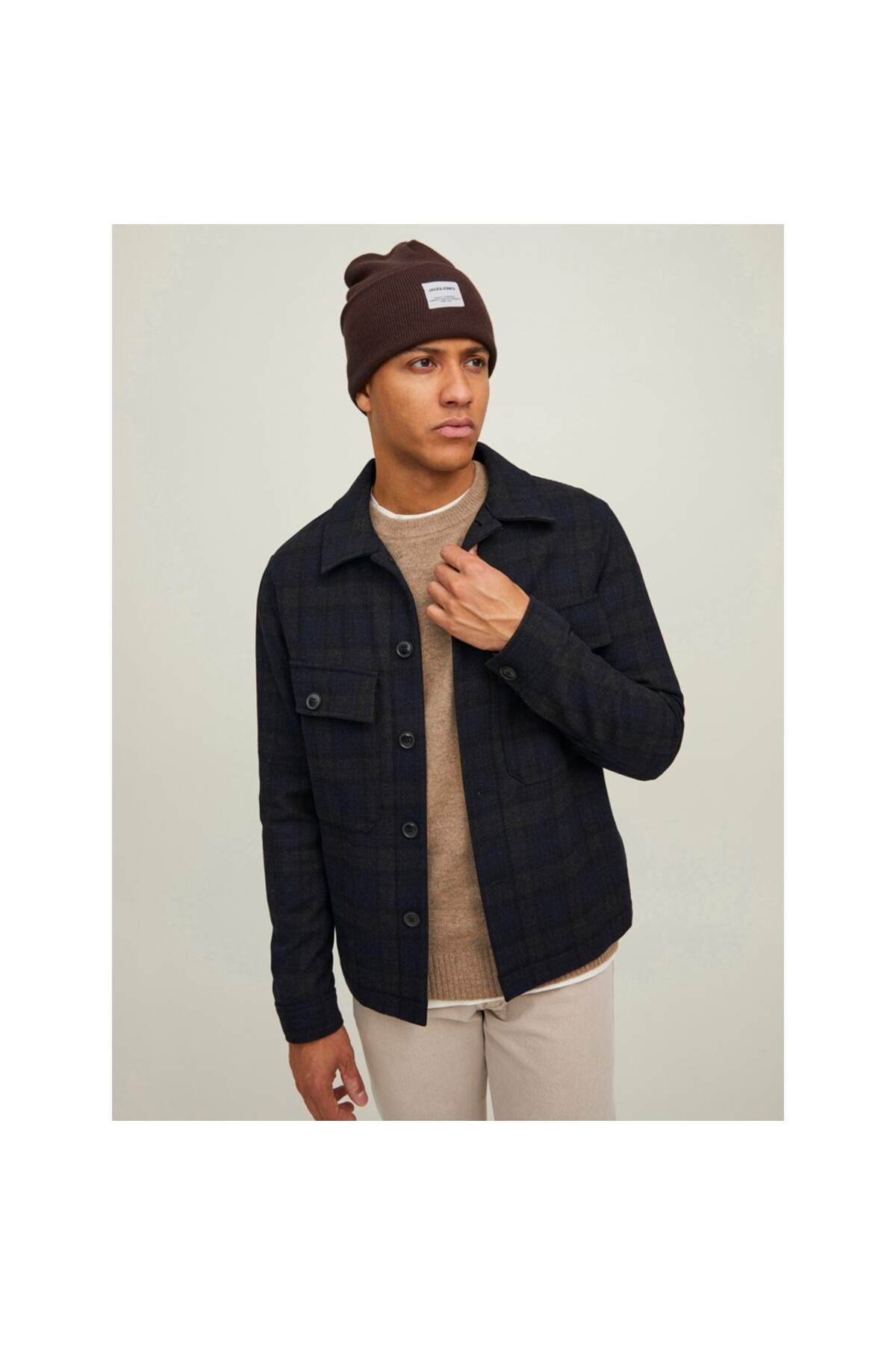 برت/کلاه بافتنی مردانه راسته | جک اند جونز Jack & Jones 12150627 - تصویر 5