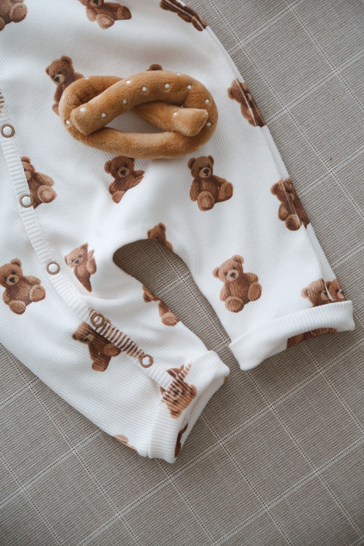 DoDo'S Baby Sevimli Ayıcık Teddy Desen Organik Kaşkorse Bebek Tulum fotoğrafı 6 (önizleme)